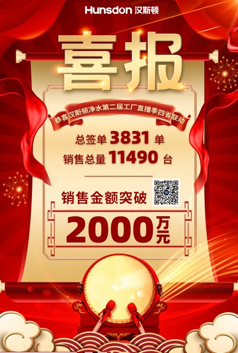 【戰(zhàn)報(bào)】熱烈祝賀漢斯頓凈水第二屆工廠直播季